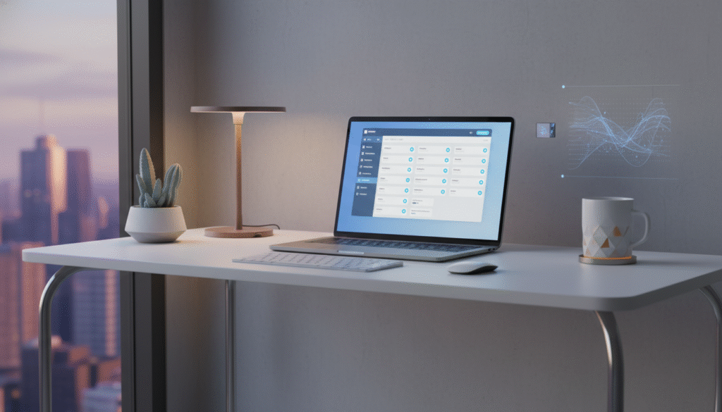 Organized inbox workspace with email productivity tips