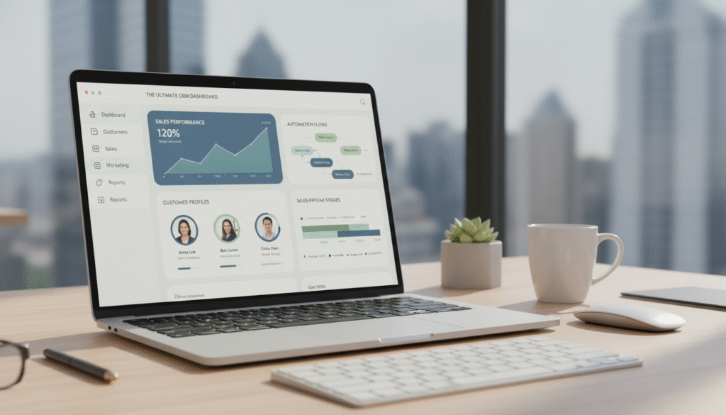 Hero image showing a CRM dashboard representing the best CRM tools for small businesses.