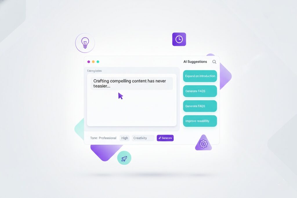 Hero image for Rytr review showcasing a modern AI writing dashboard.